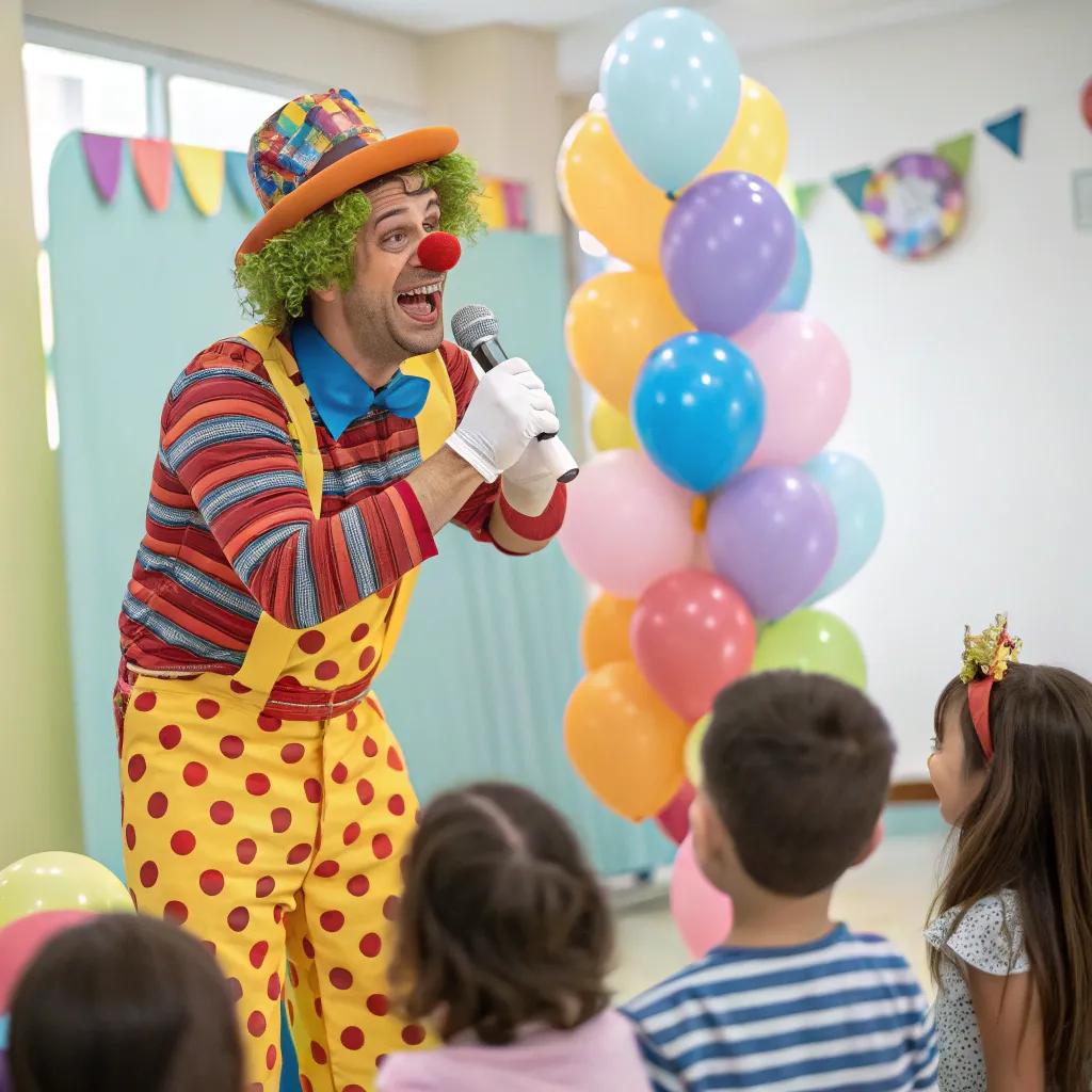 Clown performing at a kids party