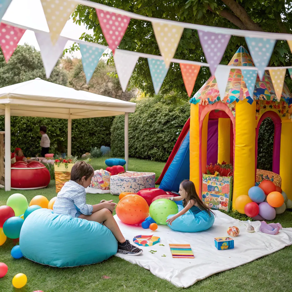 Relaxing area set up for a kids party